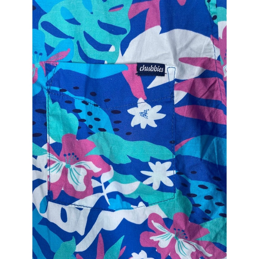 NWT Chubbies The Nectar Friday Shirt Mens Small Blue Tropical Floral Button Down - Picture 5 of 9